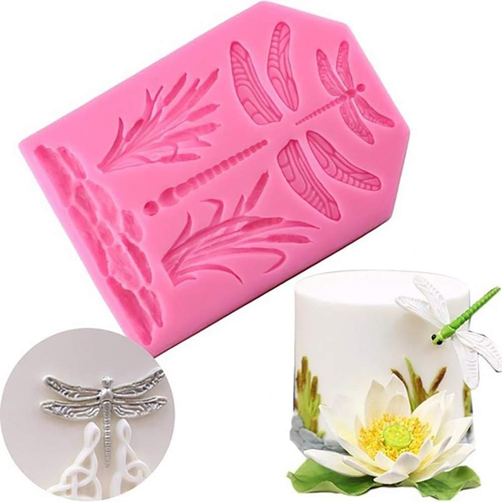 Dragonfly Grass DIY Fondant Cake Decorating Mold Silicone Chocolate Baking Mould - Pink