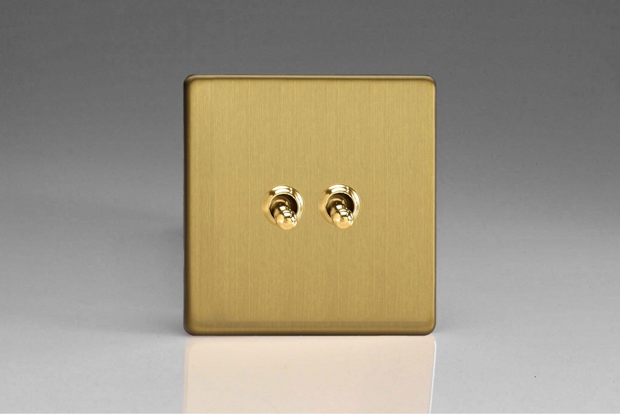 Varilight - 2G 1 or 2W 10A Classic Toggle Switch Dimension Screwless Brushed Brass - XDBT2S