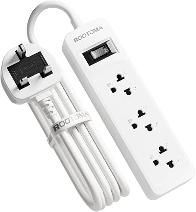ROOTOMA US to UK Plug Adapter 3 Outlets 13A 3250W Travel Shaver UK