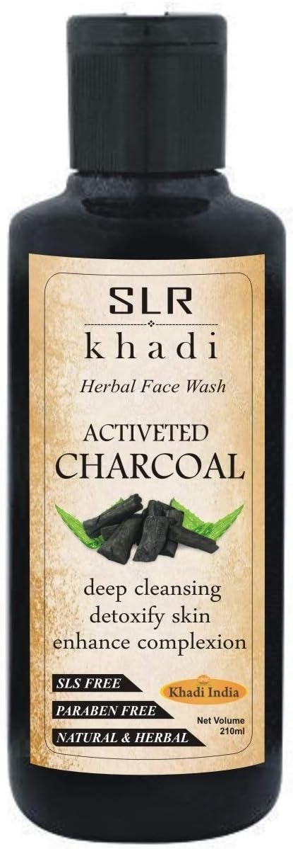 SLR Khadi Charcoal Face Wash (Ylang Ylang & Argan Essential Oils) Deep Cleansing Herbal Face Wash -210 ml