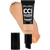 Palladio Full-Coverage Color Correction CC Cream, Oil-Free with Peptides & Vitamin C, Best for Correcting Redness and Uneven Skin Tone, Buildable Foundation Coverage (Med 32W)