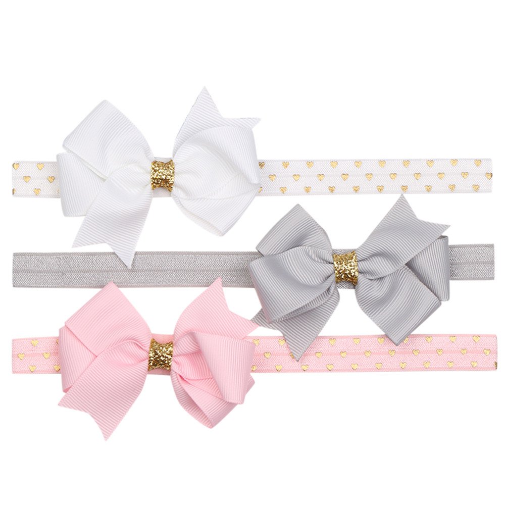 3pcs Cute Baby Girls Bowknot Floral Headband Hairband Newborn Baby