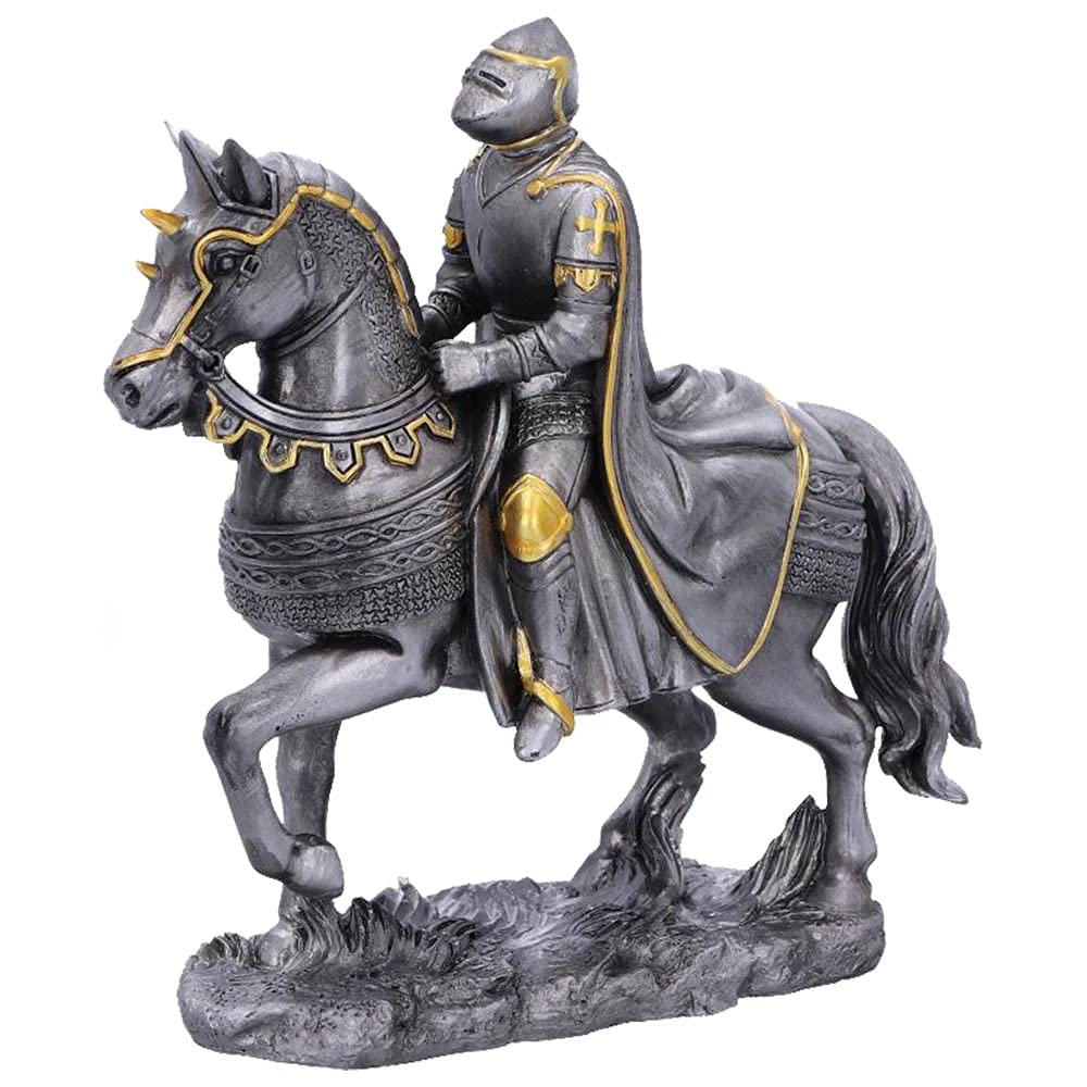 Nemesis Now War Horse Figurines (Set of 6), 6 Small Medieval War Horse and Armoured Rider Figurines, Gold,silver โ image 1