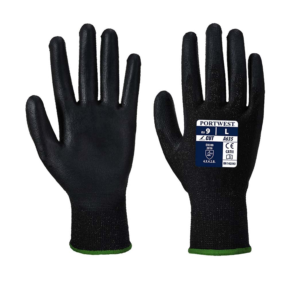 Portwest A635 Economy Cut Protection Glove Black, Large