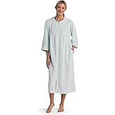 Miss Elaine Women's Brushed Back Terry Long Robe, Zipper Robe, Sleepwear and Loungewear