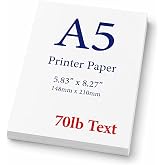 Premium A5 Printer Paper 5.83" x 8.27" 70lb Text (105gsm) - 250 Sheets | Double-Sided Printable White A5 Paper For Documents, Booklets, Flyers, Journals, Forms, Letters, And Professional Printing