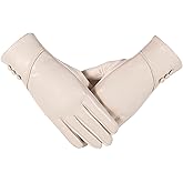 alqqas Womens Winter Leather Gloves Touch Screen Wool Lined Windproof Warm Suede Fashion Dress Gloves