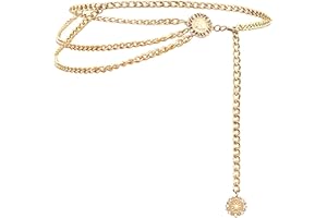 Glamorstar Multilayer Metal Waist Chain Dress Belts Metal Belt for Women