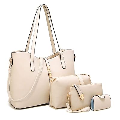 YTL Women Fashion Synthetic Leather HandbagsShoulder BagPurseCard Holder 4pcs Set Tote