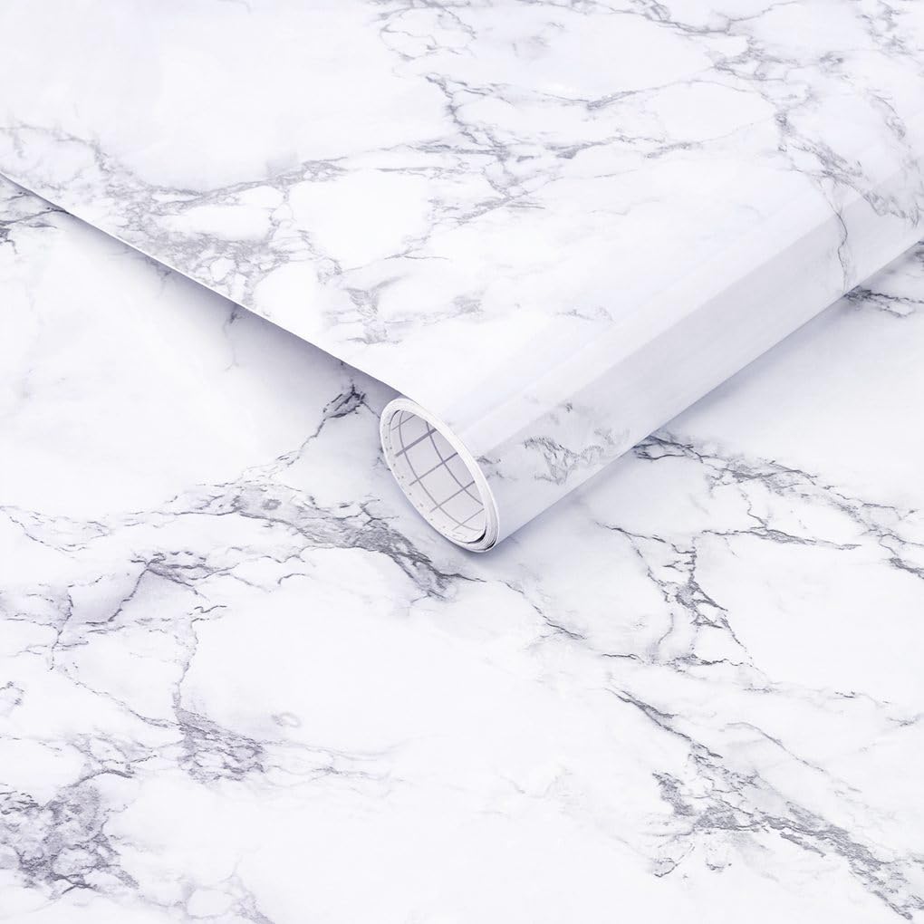 Arthome Marble Contact Paper,43.5cmx305cm Peel and Stick Wallpaper Self Adhesive Decorative Vinyl Film for Desk, Kitchen, Countertop,Cabinet,Shelf Liner,Removable Wall Covering