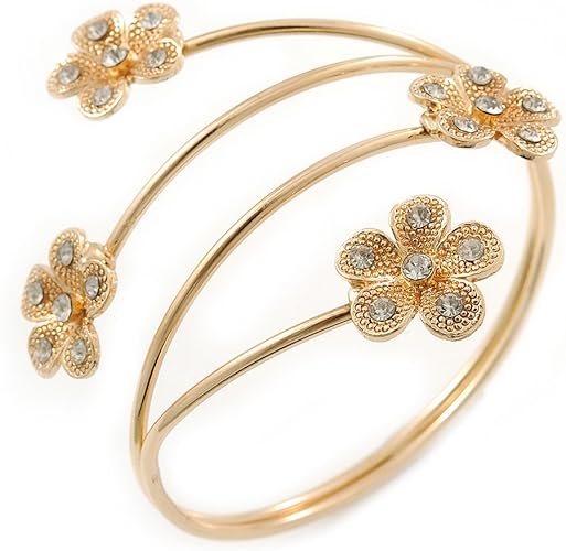 Amazon ゴールドメッキクリスタルデイジー上部アーム アームレットブレスレット 調整可能 ブレスレット 通販