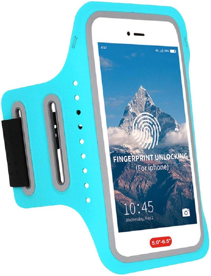 Tosports Running Armband Exercise Phone Holder for iPhone Xr,Xs Max,X,8 7 6s 6 Plus Arm Bands,iPhone 8 Plus Armband Workout, Waterproof Arm Pouch for Women Men with Fingerprint Touch ID Key Card Slot