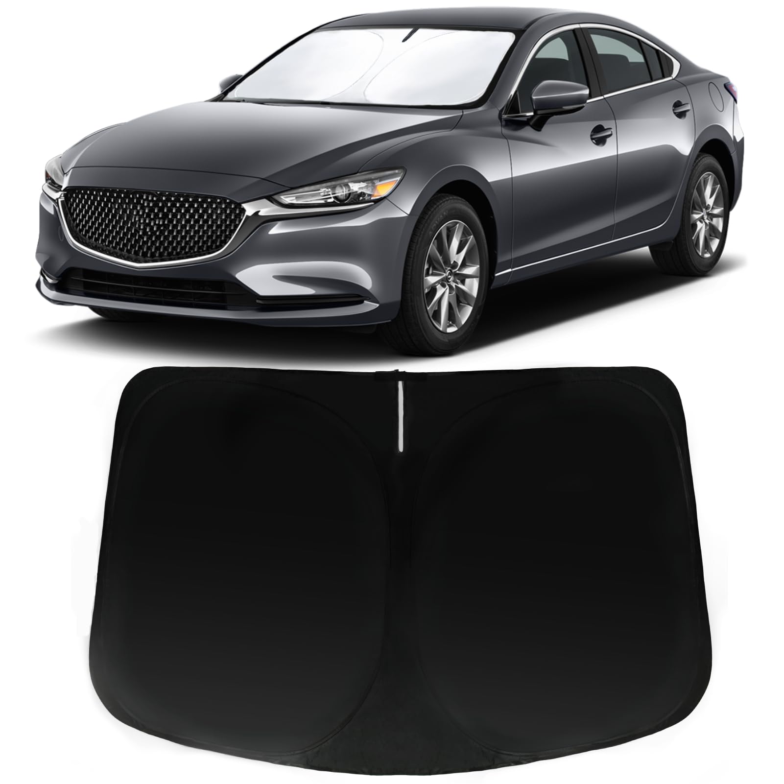 Photo 1 of PAIMOHO Windshield Sun Shade for 2014-2021 Mazda 6 Mada6, Car Front Window Sunshade with 240T Sun Visor Protector Blocks UV Rays Heat Sun Shield Accessories
