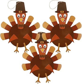 Amazon Com Bestoyard 3pcs Diy Thanksgiving Turkey Craft Kit For