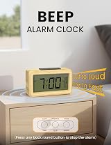 aboveClock Digital Alarm Clock Beech Wood Bedside Clock Large LCD Temperature 3 view 4
