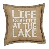 Mud Pie Life Is Better At The Lake Burlap Accent pillow