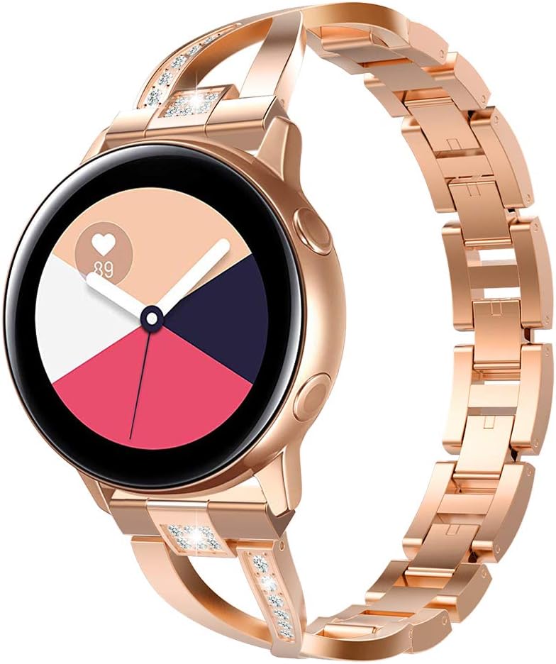Emibele Replacement Watch Band Compatible With Samsung Galaxy Watch 42mm Galaxy Active 2 40mm 44mm 20mm Unique X Link Adjustable Band With Rhinestones Fit Gear S2 Classic Gear Sport Rose Gold Amazon Ca Electronics