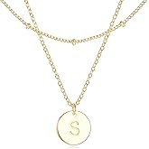 GNIRTSI Gold Layered Initial Necklaces for Women Satellite Chain Choker Disc Letter Y Coin Pendant 14K Gold Plated Minimalist Dainty Trendy Jewelry