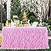 Leegleri 6ft Pink Tutu Table Skirt Tulle Curly Willow Table Skirt for Rectangle&Round Tables,Tutu Ruffle Tablecloth for Princess Girls 1st Baby Girl Birthday Party,Baby Shower Decoration,Gender Reveal