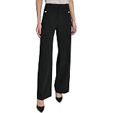 Karl Lagerfeld Women's Straight Leg Textured Crepe Front Pocket Pant