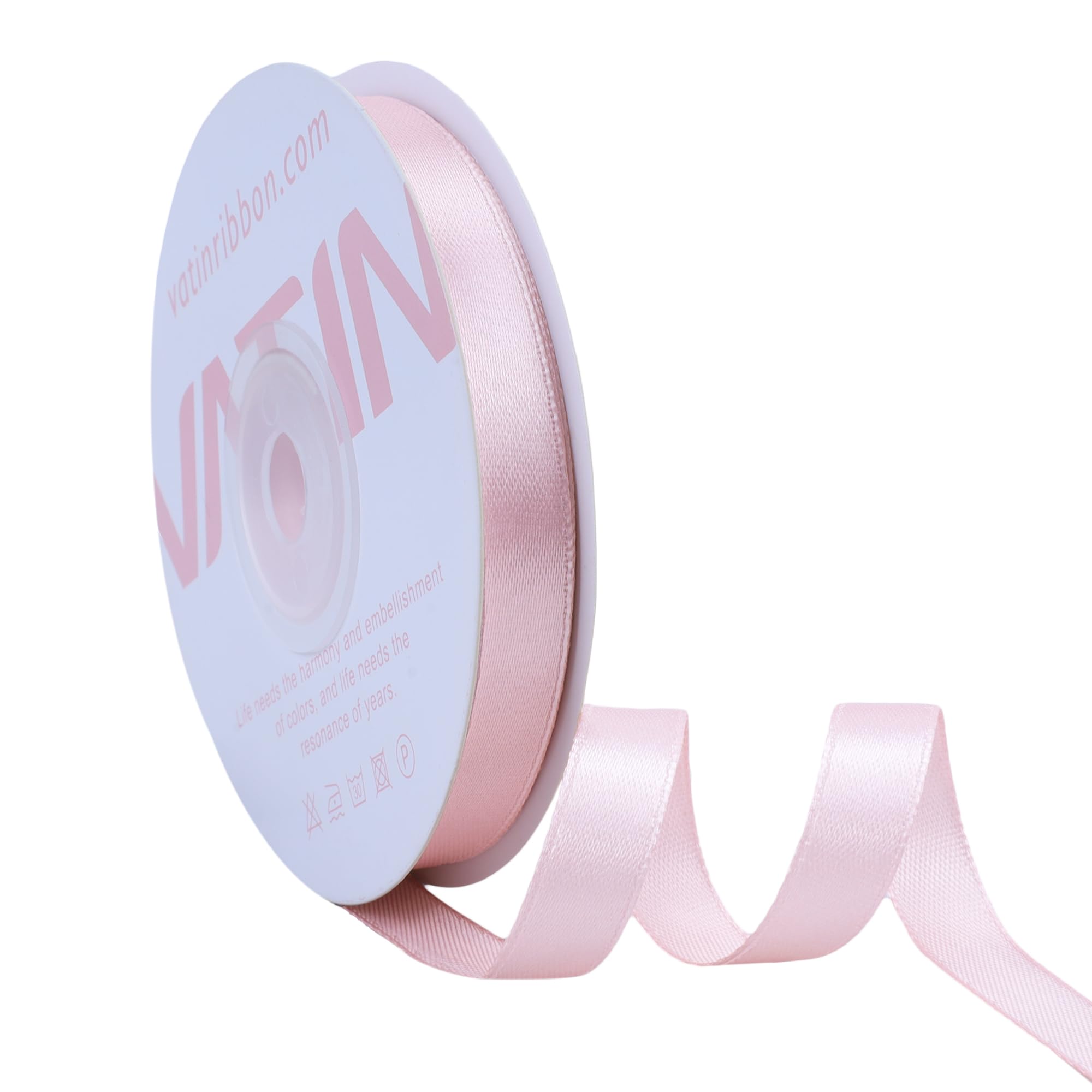 VATIN Rose Gold Satin Ribbon Polyester 10mm X 23m(25 Yards) Craft Fabric Ribbon Perfect for Gift Wrapping,Hair Bow,Party Balloon Trimming, Cake Decoration Sewing and Other Craft Projects