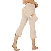 G4Free Bootcut Capri Yoga Pants with 4 Pockets for Women Summer Tummy Control High Waist Capris