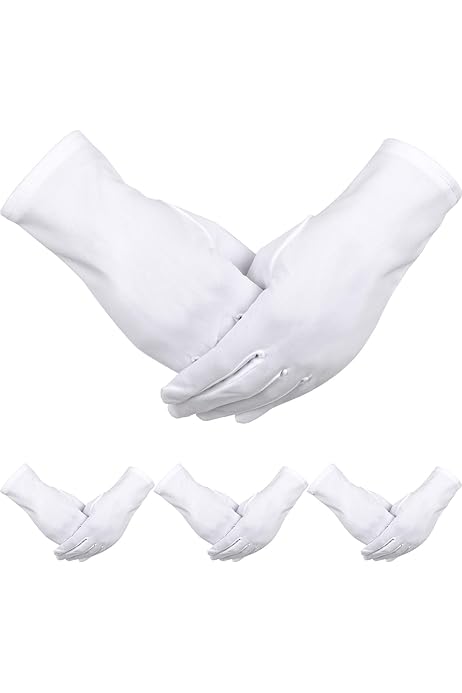 Gant Blanc Pour Cérémonie Lot De 3 Paires De Gants Blancs En Coton - Pour Mariage, Costumes Et Bijoux Gant Blanc Cérémonie Gendarmerie