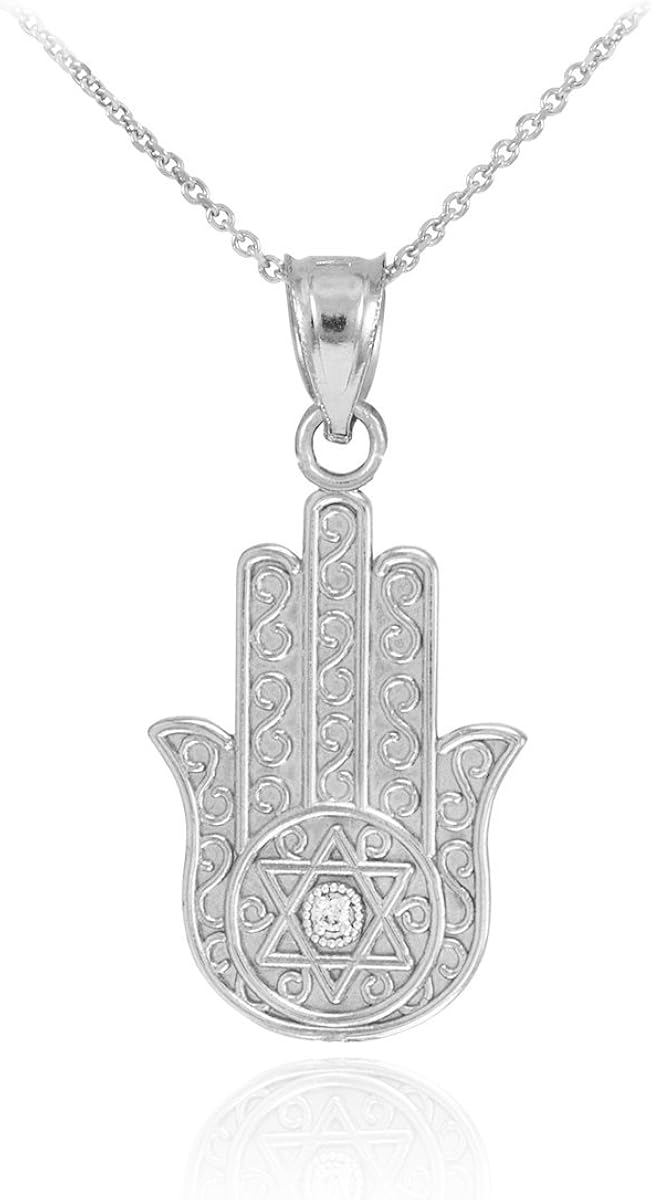 10k White Gold Diamond Star of David Protection Charm