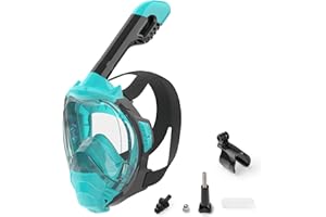 Jwintee Snorkel Mask, Full Face Snorkel Mask,Snorkeling Gear for Adults Kids,Diving Mask, Mask and Snorkel with Detachable Camera Mount,180 Degree Panoramic View Anti-Leak Anti-Fog