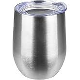 StarSpeed 12oz Wine Tumbler with lid, Stainless Steel Travel Mugs Stemless Double Wall Insulated Coffee Cup, Insulated Wine Glasses Travel Tumbler for Cold & Hot Drinks(Silver, 1)