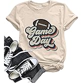 Game Day Shirt Women Football Mom T-Shirt Short Sleeve Sunday Funday Tee Top