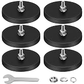 DIYMAG Round Rubber Coated Magnets Heavy Duty,6pcs 1/4in Screw Hole Stud | Strong Rare Earth Magnets with Flat Base, for Mounting Magnetic License Plate Holders, Cameras, Vehicles, Rock Lights,Dispaly