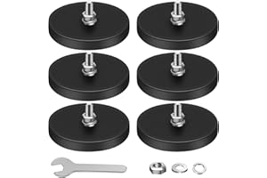 DIYMAG Magnet 6PCS 1/4inch Screw Hole Strong Rubber Coated Magnets Magnetic License Plate Holder Mounting Heavy Duty Rare Earth Round Base Flat Bar Camera Vehicle Threaded Studs Bolts Rock Light