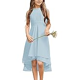 Galawaqe Chiffon Flowy Dresses Flower Girls Asymmetrical with Ruffles Sleveless Swing Party Gowns A-Line Dress…
