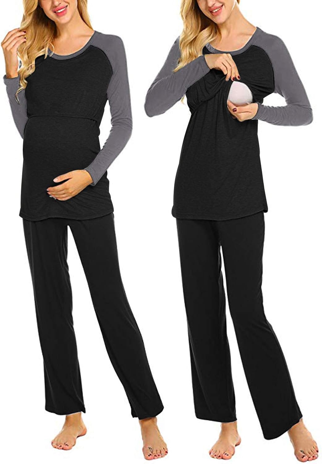 SUNNYME Women’s Maternity Nursing Pajama Set Breastfeeding Sleepwear