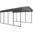 Arrow Carports Galvanized Steel Carport, Full-Size Metal Carport Kit, 12' x 20' x 9', Charcoal
