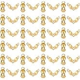 UNICRAFTALE 50pcs Golden Bead Tips Stainless Steel Calotte Ends Open Clamshell Knot Covers Fold-Over Bead Tips 1mm Small Hole End Caps for Knots & Crimp Findings Crafts 5x3x2mm