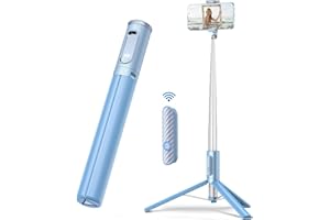 TONEOF Travel Tripod, Cell Phone Selfie Stick, 60 Inch All-in-1 Stand with Integrated Wireless Remote, Lightweight and Portable, Extendable Tripod for iPhone and Android(Blue)