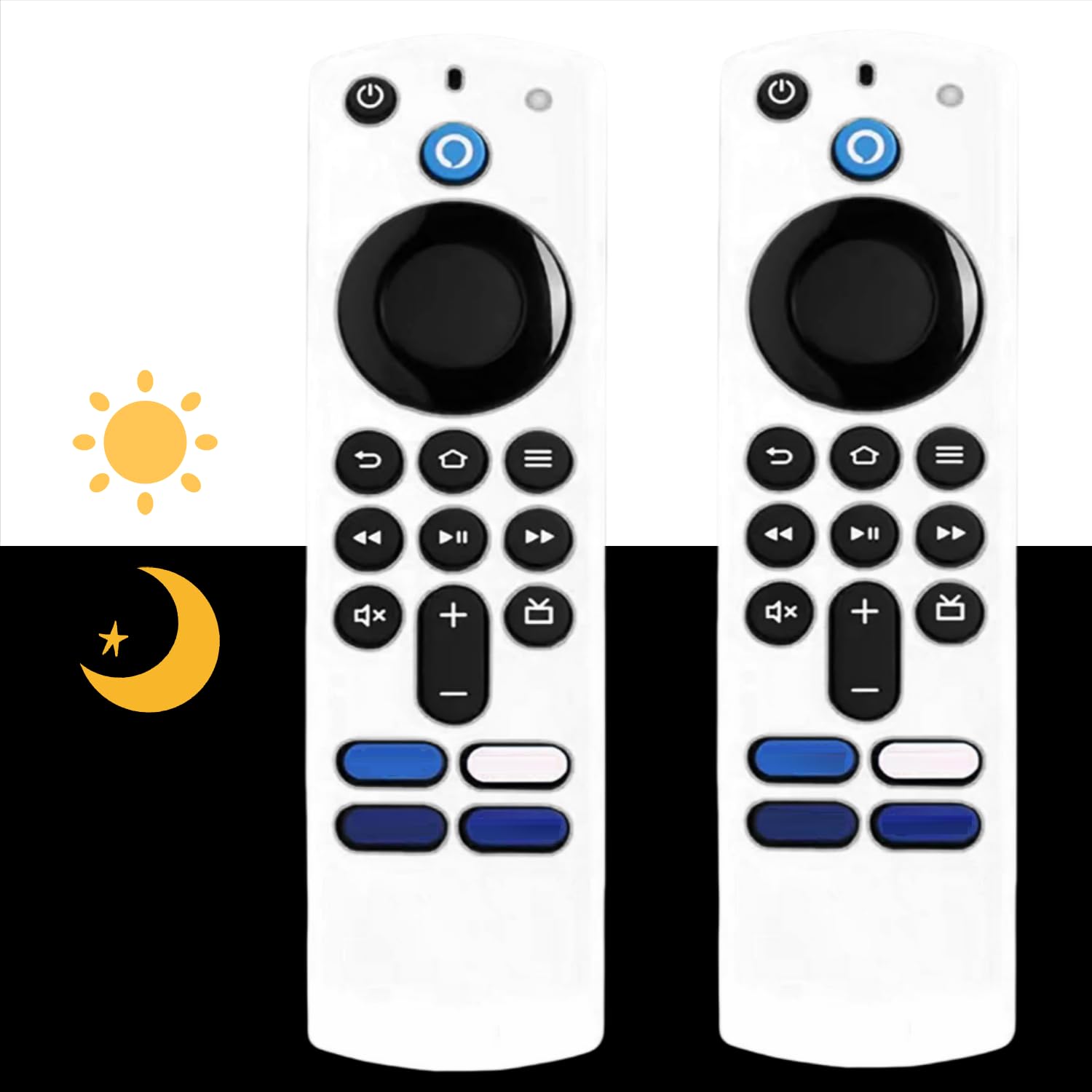 (2 Pack) Silicone Remote Cover Replacement for Smart HD Streaming 3nd Gen. / 4K / 4K Max Remote Controller Glow in The Dark, Anti Slip Silicone Protective Case with Lanyard (Glow White & Glow White)