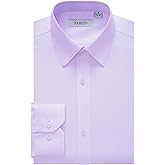 FAHIZO Men's Dress Shirt Regular Fit Soild Business Formal Long Sleeve Button Up Stretch Shirts, Lavender,18.5 Neck 36"-37" Sleeve,2XL