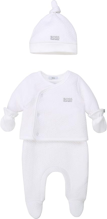 Boss Ensemble De Nuit 4 Pieces En Un Coffre Cadeau Cardigan Et Pantalon Avec Bonnet Et Moufles Coton Bebe Nouveau Ne Blanc Amazon Fr Bebes Puericulture