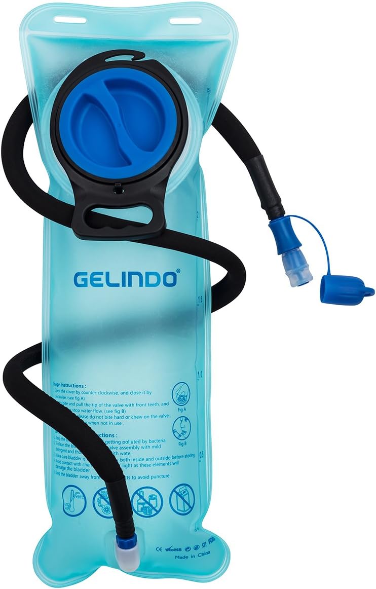 Gelindo Hydration Bladder 2.5 Liter Water Reservoir with Detachable Insulated Tube, BPA-Free Hydration Backpack Replacement for Hiking, Camping, Cycling, Hunting