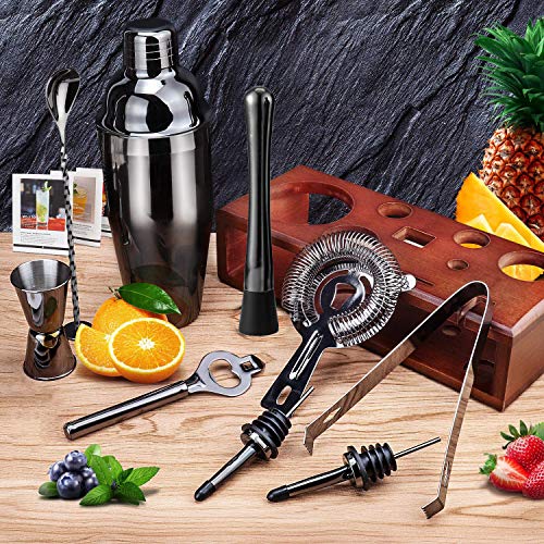 Cocktail-Shaker Set Barkeeper-Set mit Ständer schwarz 24 oz für Tequila Whiskey, Bar Kit Drink Mixer Shaker Set inkl… – Bild 3