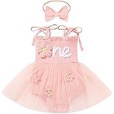 Baby Girls 1st Birthday Outfit Spaghetti Straps Romper Tutu Dress Headband One Year Old Party Cake Smash Photoshoot Outfits