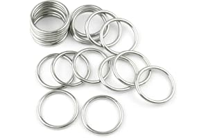 HAMINELER 20 PCS Smoothing Welded 304 Stainless Steel O-Ring Welded Round Rings for Camping Belt, Dog Leashes, Luggage Accessories