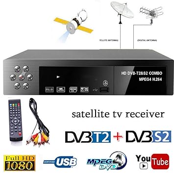 FidgetGear Smart Digital Satellite TV Receiver DVB-T2+DVB-S2 FTA 1080P Decoder Tuner MPEG4 EU Plug