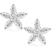 Moissanite Stud Earrings, Moissanite Earring White Gold Plated Sterling Silver Studs Earrings for Women Men