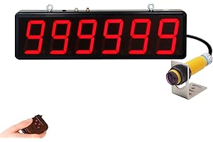 JIAWANSHUN Digital Counter Led Digital Counter Display Count Up to 999999 4in Large Digital Counter with Infrared Sensor Automatic Counting for Conveyor Belts 100-240V