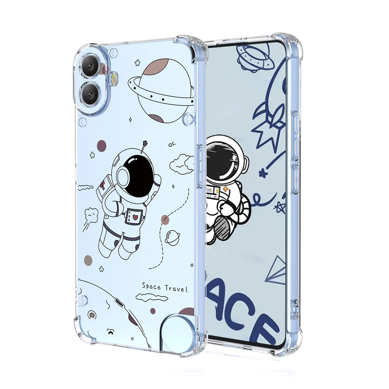 YUEQIAN Case for Nothing CMF Phone 1 5G, Fashion Flower Cartoon Pattern Clear Cover, Ultra Thin Soft TPU Silicone Bumper Shockproof Boy Girl Transparent Cover (Astronaut)