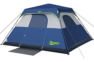 BeyondHOME 6 Person Instant Cabin Tent, 60 Sec Setup Family Camping Tent, Waterproof & Windproof Tent with Top Rainfly, Upgraded Ventilation System, for Car Camping Outdoor, Navy Blue
